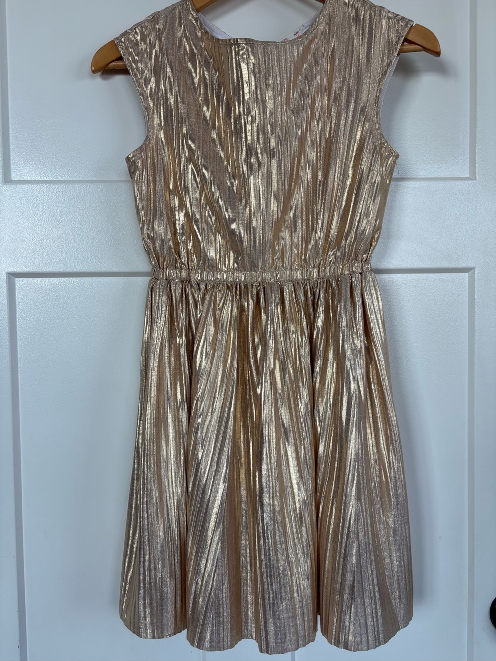 Crewcuts Girls Size 12 Gold Metallic Pleated Lame Holiday Party Dress Size: 12